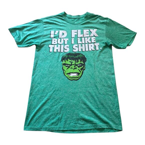 Marvel Incredible Hulk Id Flex but i like this shirt Green Top SZ S - Picture 1 of 7